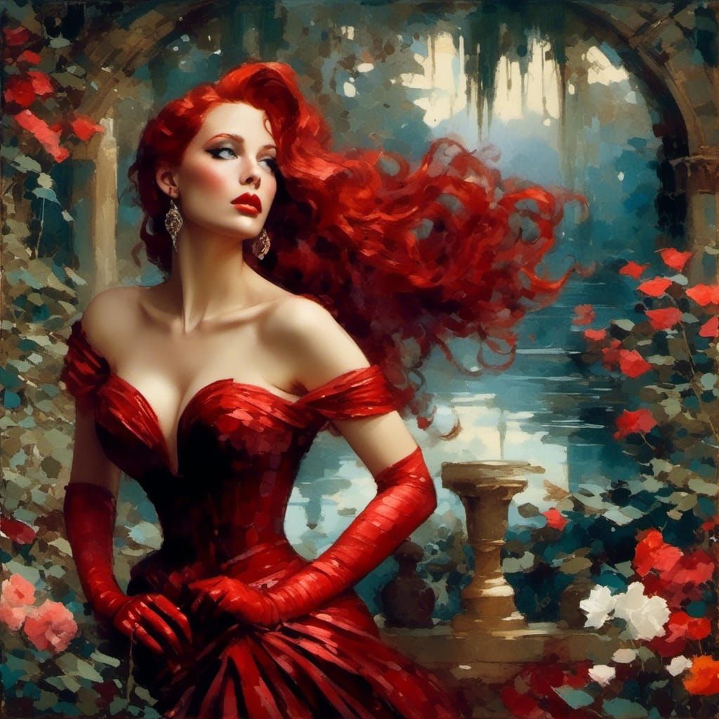 Jessica Rabbit in Waterhouse Style
