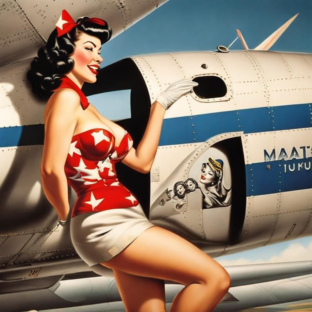 Classic Pinup Nose Art in Comic Book Style