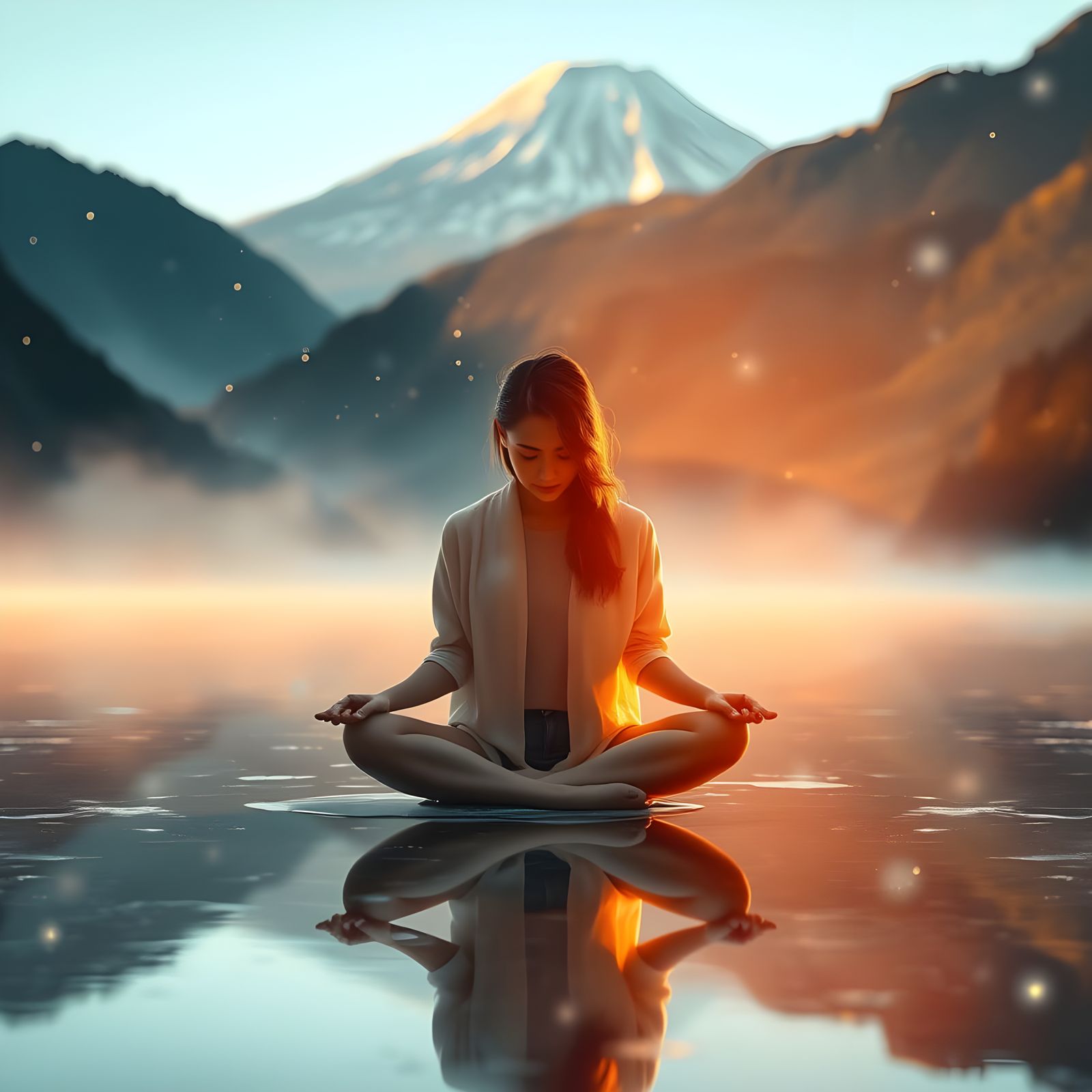 Ethereal Woman Contemplates on a Frozen Japanese Landscape