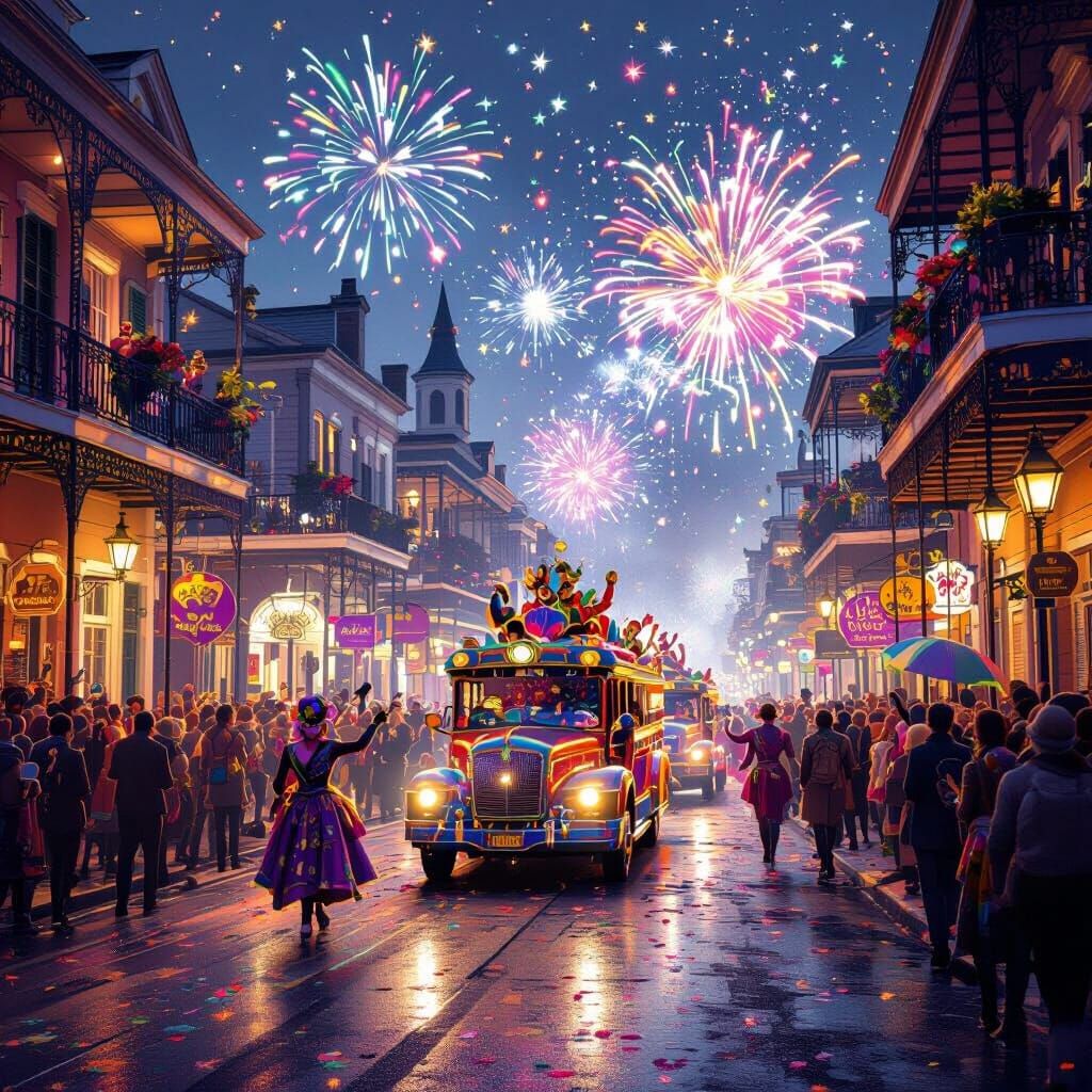 Mardi Gras Parade in New Orleans Fantasy Art