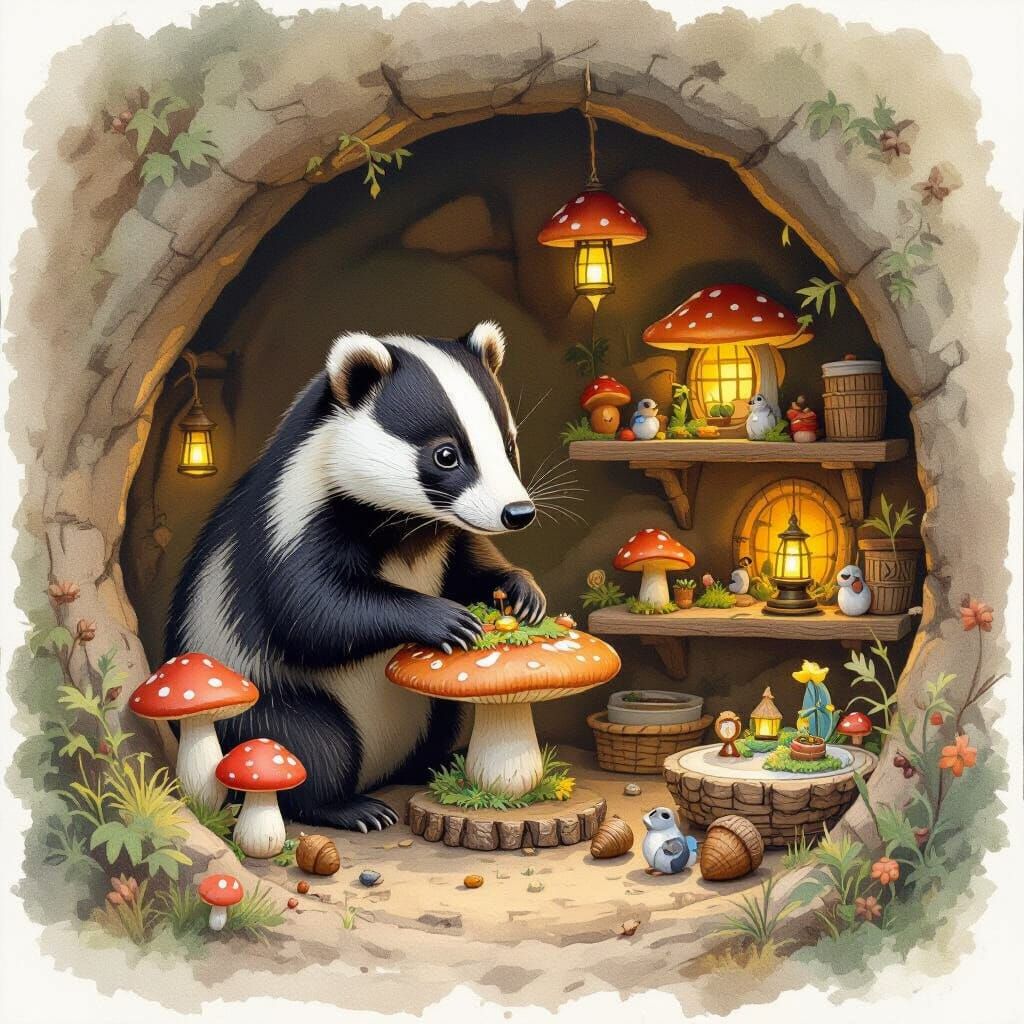 Badger Crafts Tiny Dioramas in Cozy Burrow