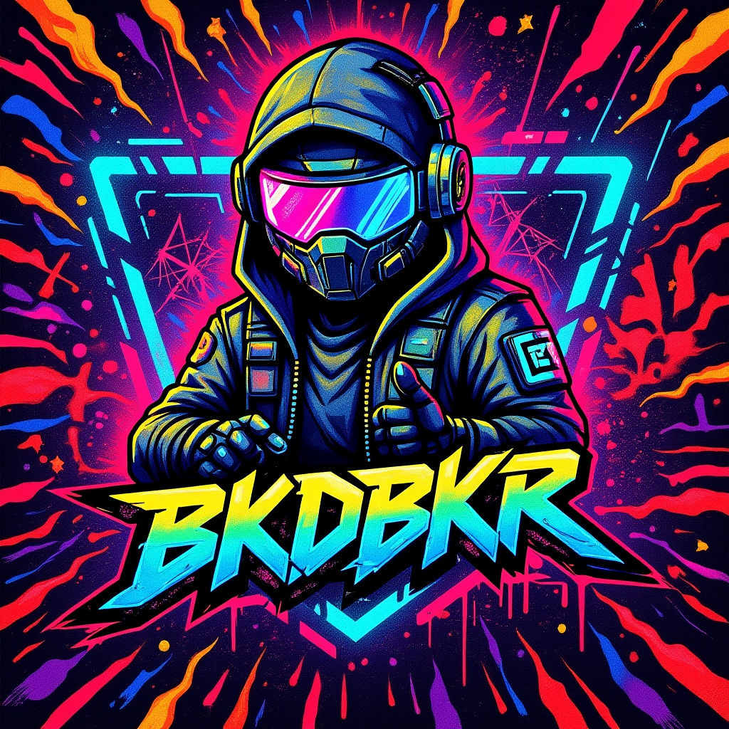 Futuristic Cyberpunk Twitch Logo with Neon Mascot