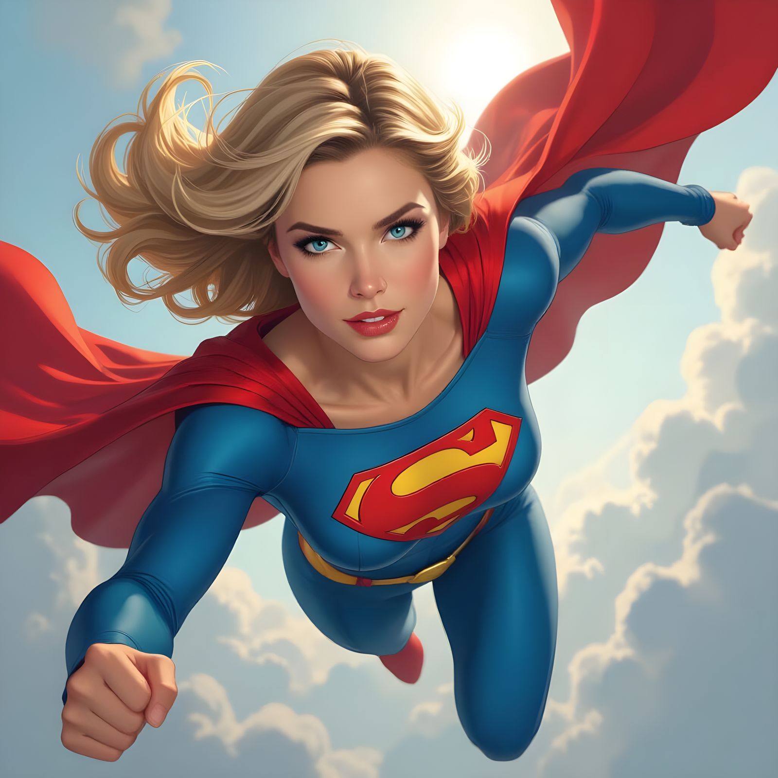 Realistic and Gorgeous Supergirl in Dynamic Pose