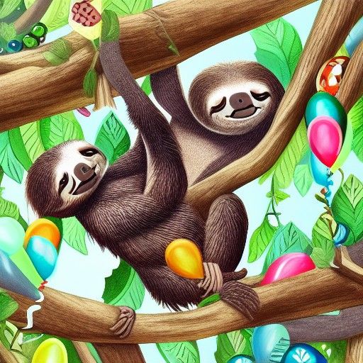 Photorealistic Sloth Birthday Party