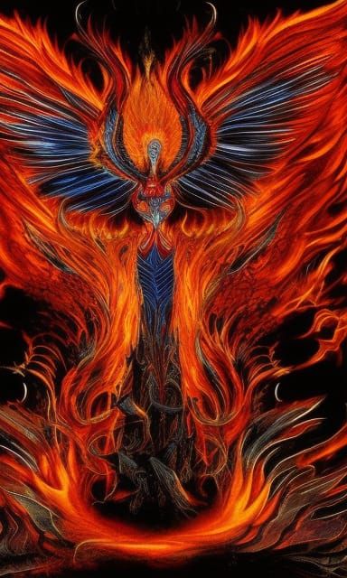 Phoenix Exploding in Fire: Dark Fantasy Concept Art