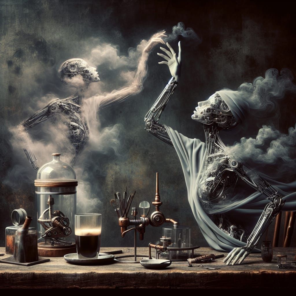 Ethereal Woman Emerges in 1940s Cafe