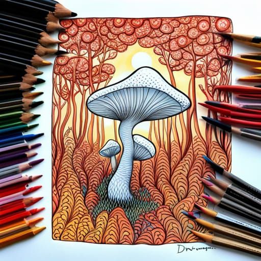 Psychedelic Forest Coloring Page by Dino Tomic