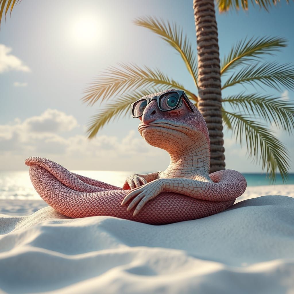 Ethereal Being Relaxing in Tropical Paradise