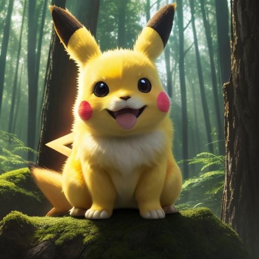 Pikachu in Forest: Cinematic Film Still
