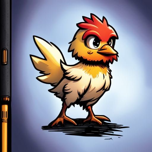 Adorable Baby Chicken in Comic Book Style