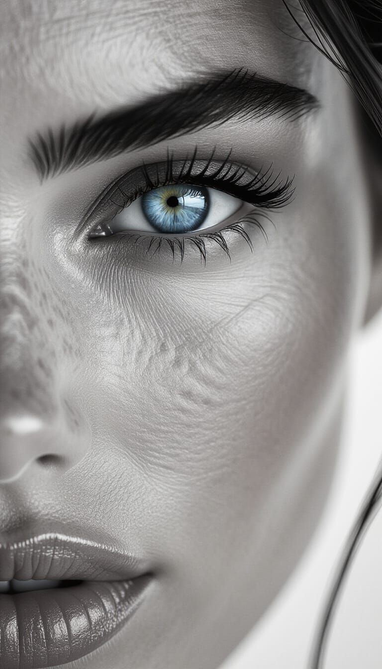 Striking Blue Eyes in Monochrome Portrait