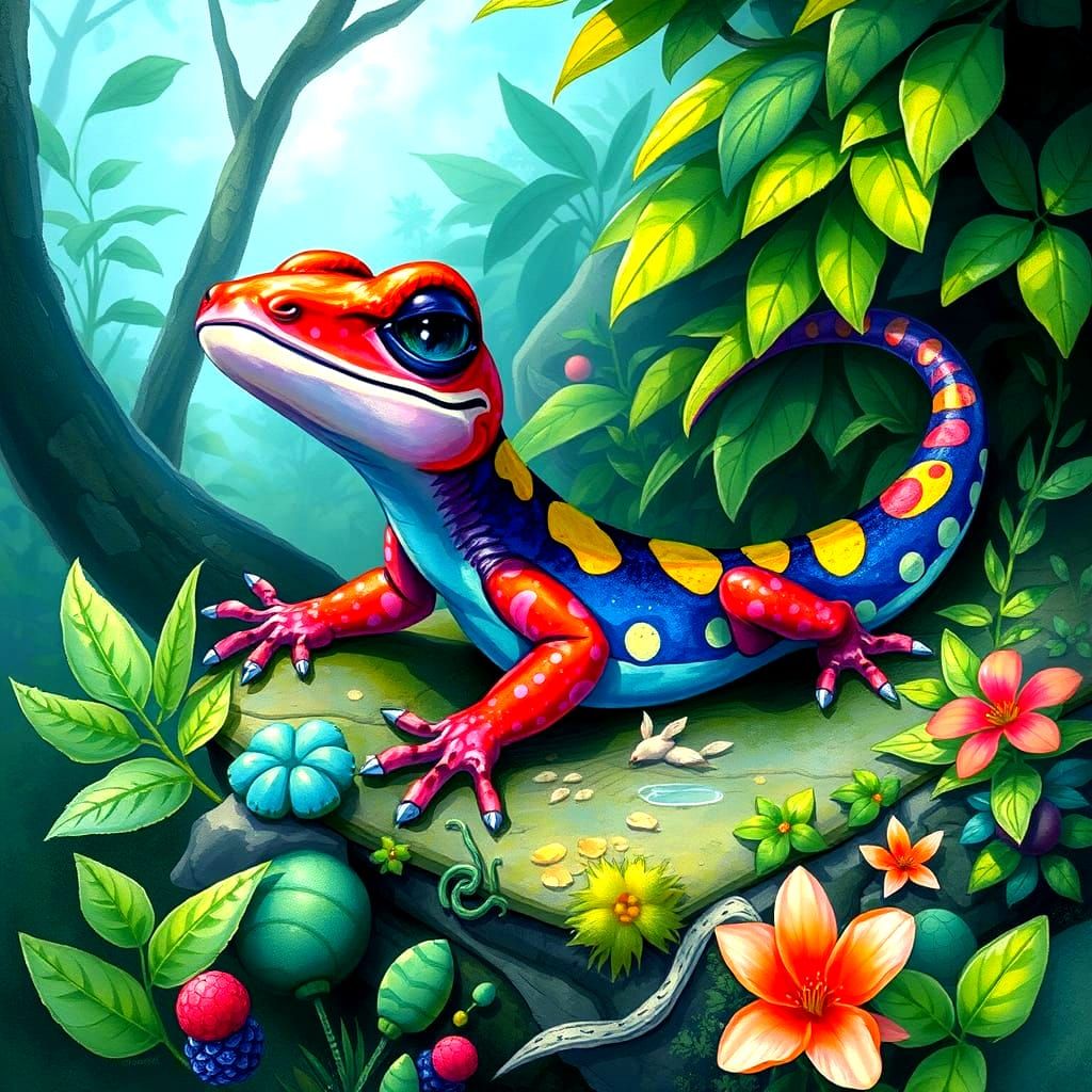 Ornithology Island Salamander AI Image