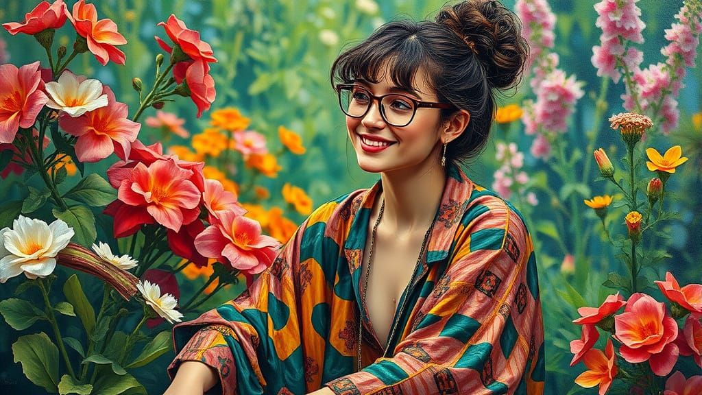 Surreal Garden Goddess in Neo-Expressionist Style