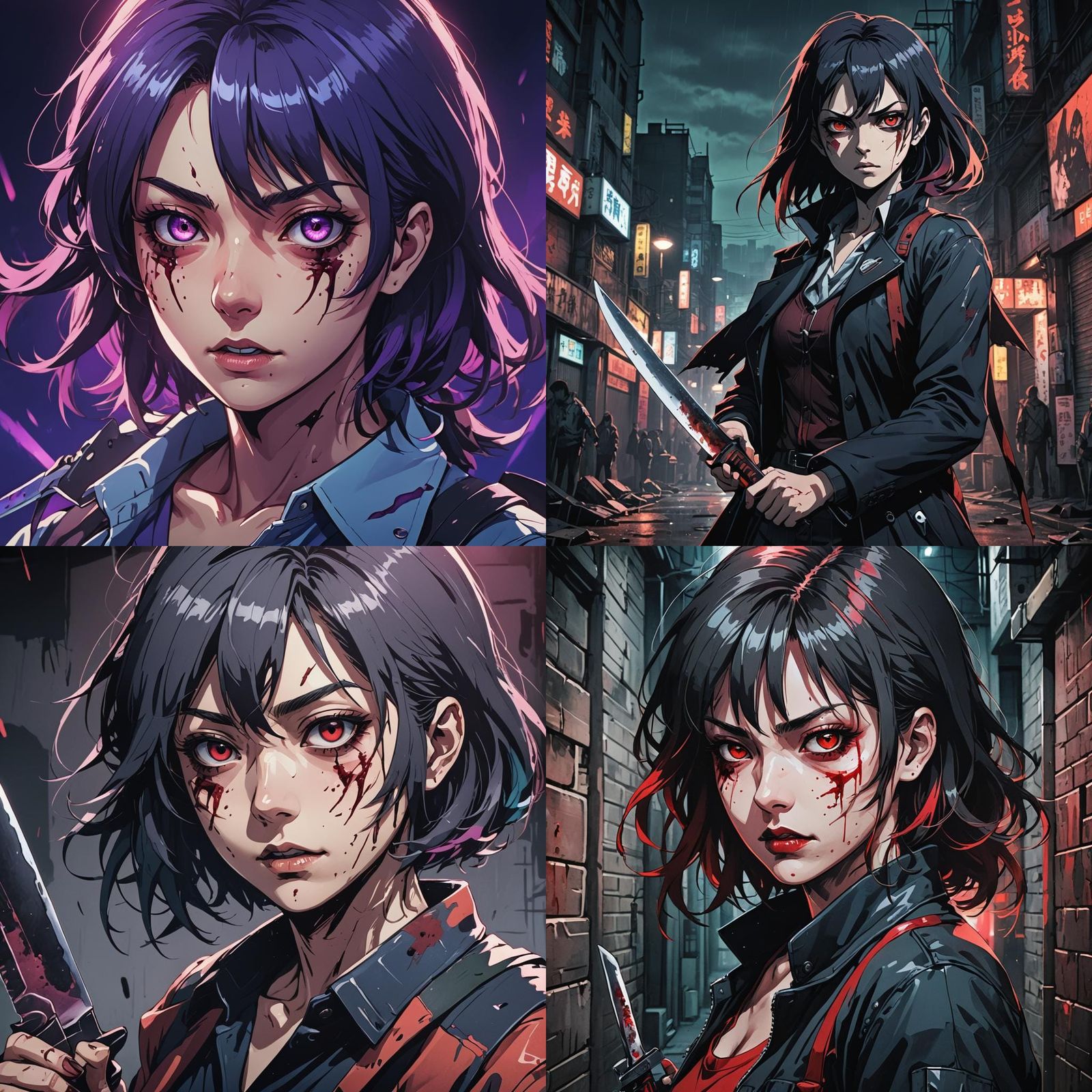 Evil Female Serial Killer in Anime Style