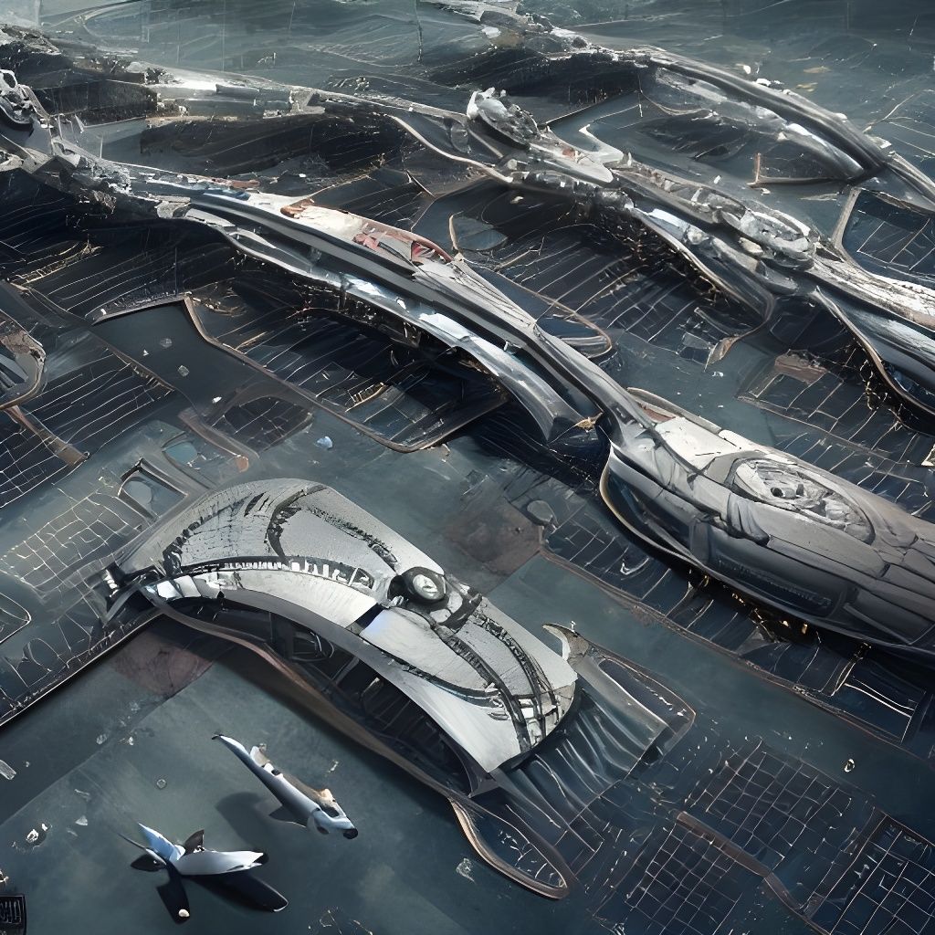 Multi-Layered Spaceport Overview in Biomechanical Style
