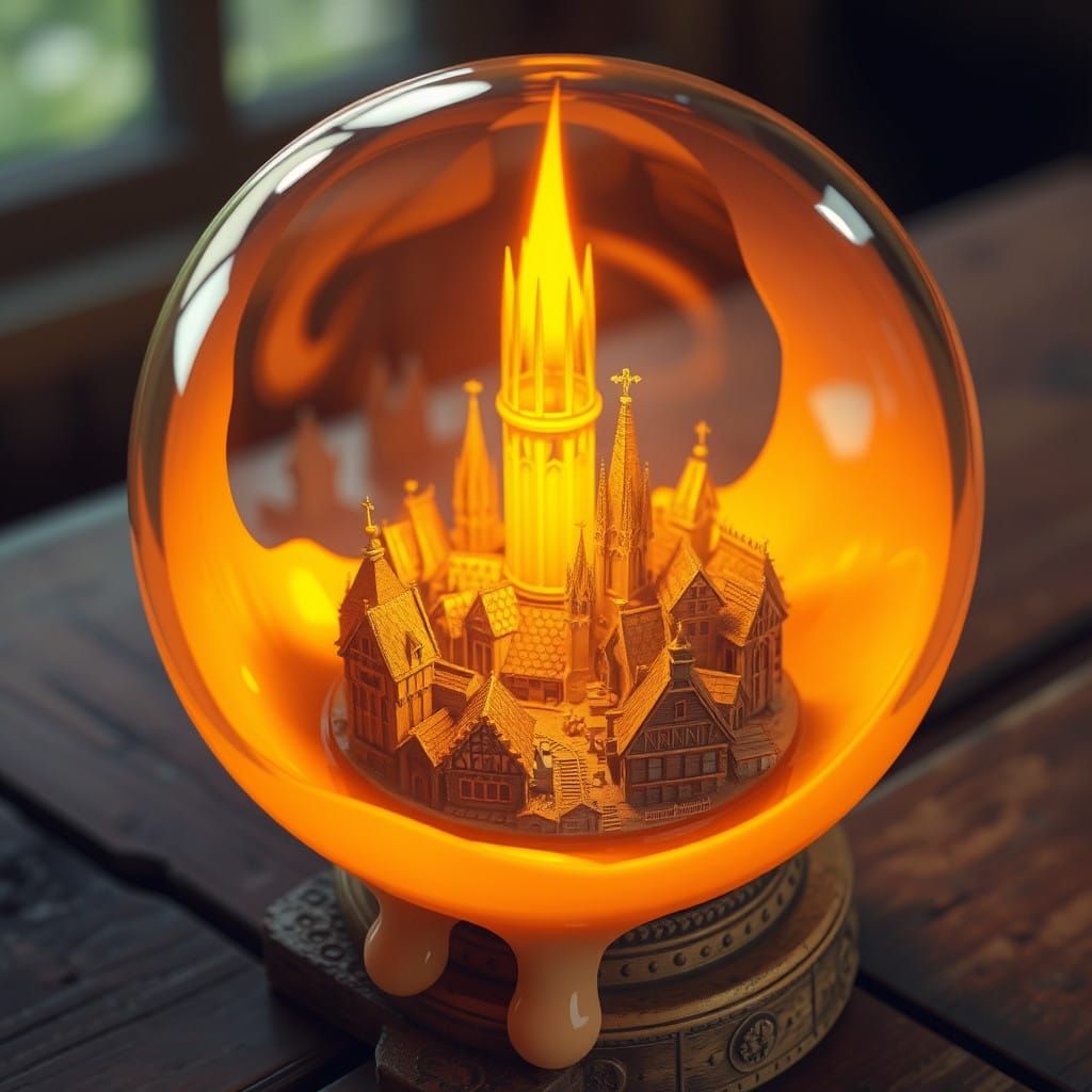 Medieval Cityscape in Fiery Candlelight
