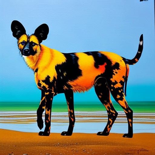 Dogs on Naturist Beach in Rembrandt-Inspired Graffiti Art