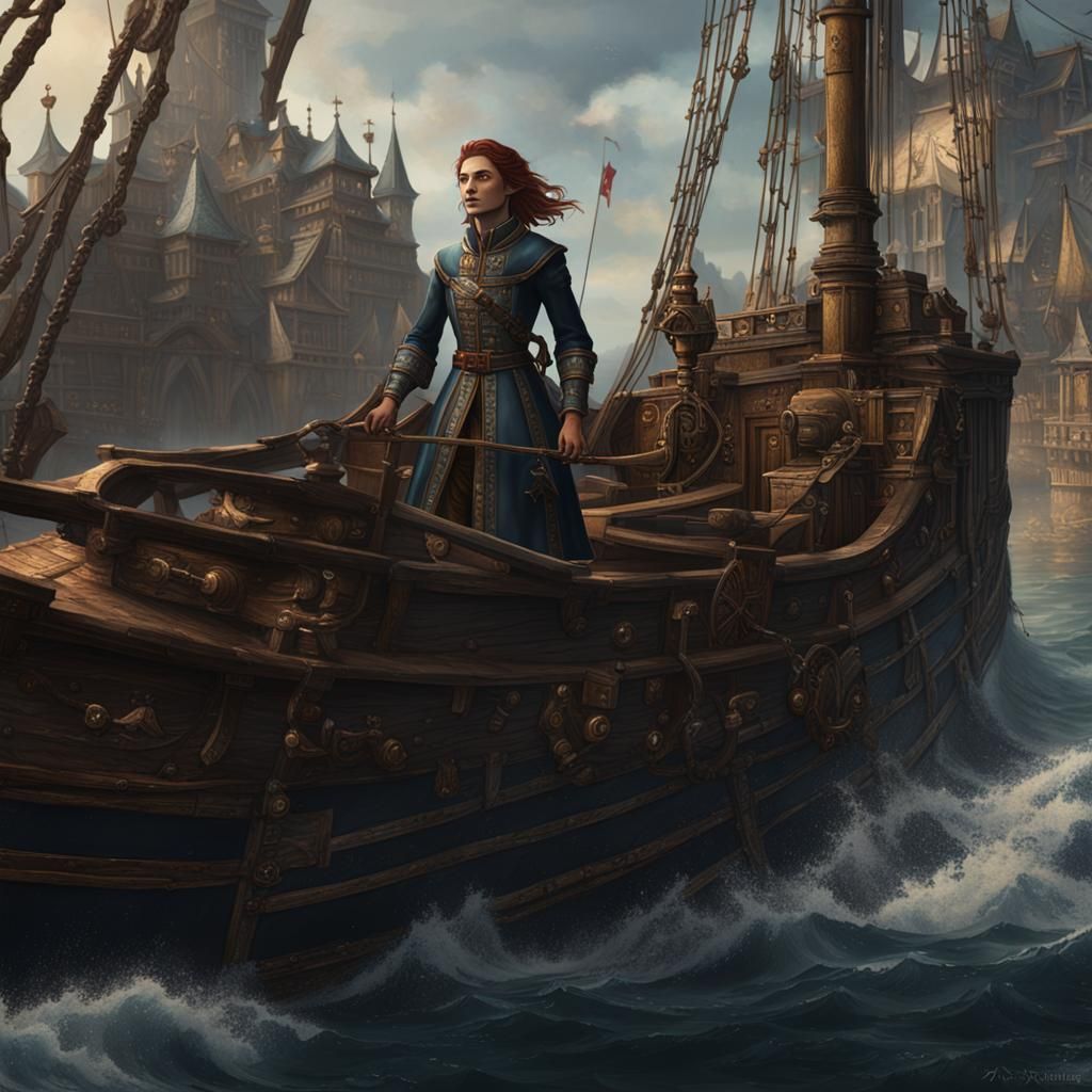 Medieval Dark Fantasy: French Woman Helmsman