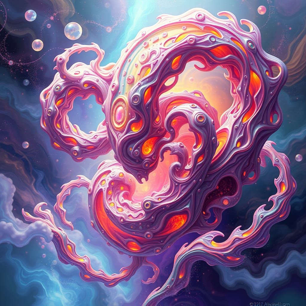 Ethereal Flobbleatronic Entity in Art Nouveau-Inspired Dream...