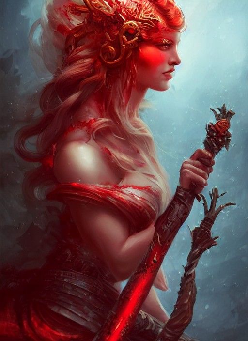 Nordic Warrior Goddess in Snow, Matte Painting