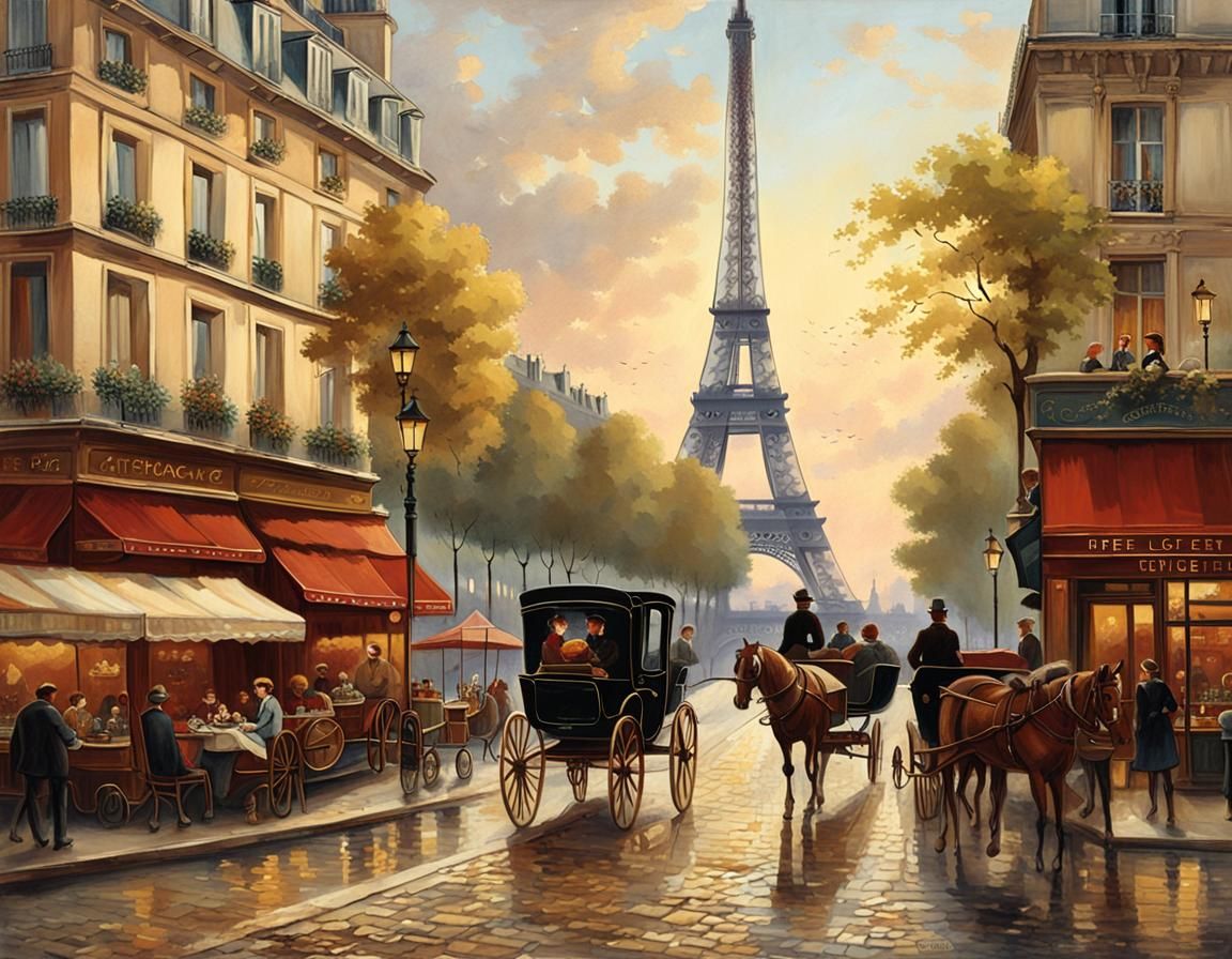 Paris Street Scene in Renaissance Impressionist Style