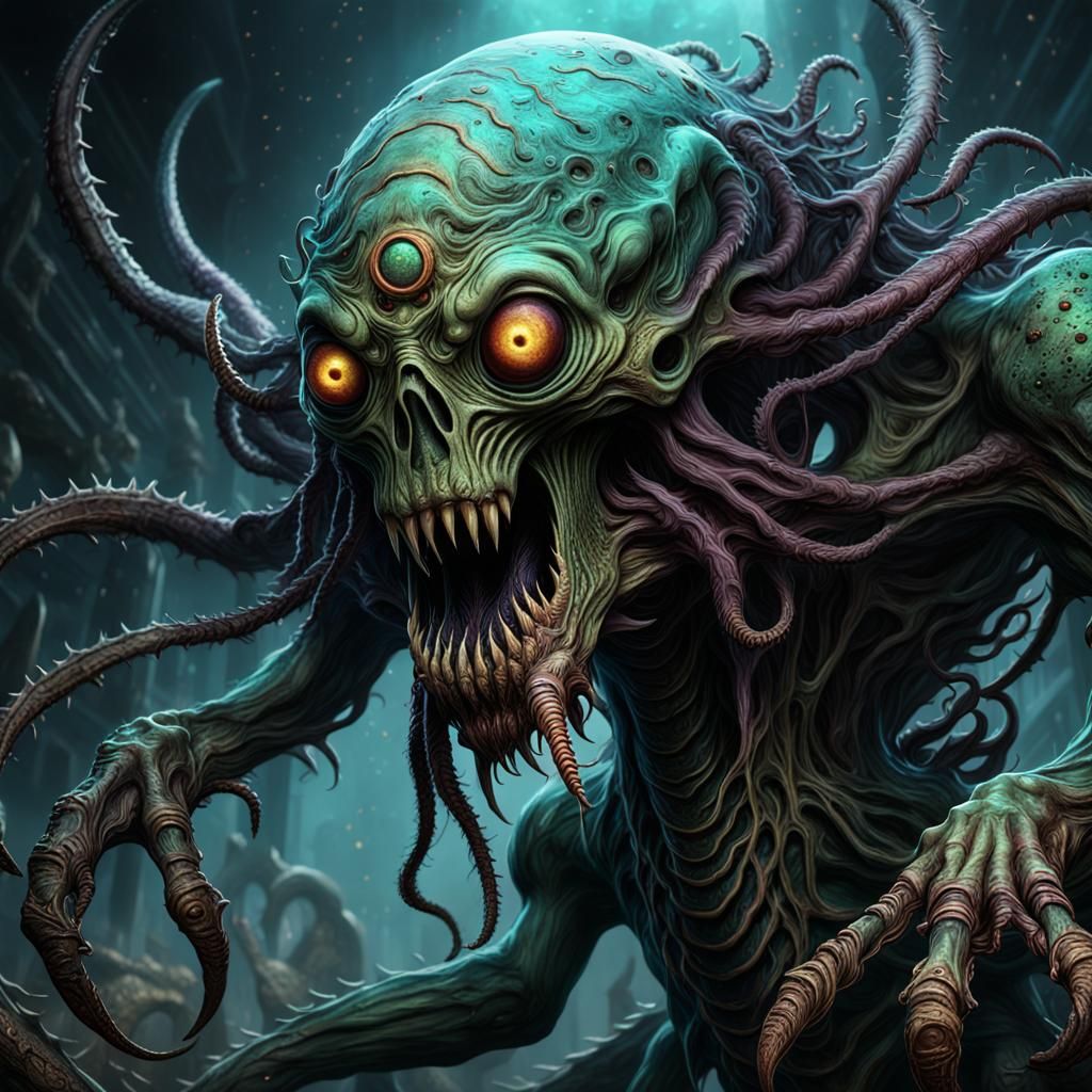 Demonic Lovecraftian Necromorph Extraterrestrial in Detailed...