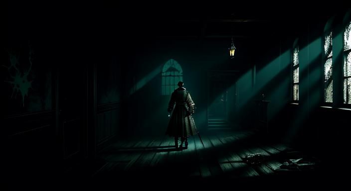 Frankenstein's Monster in Dilapidated Haunted House