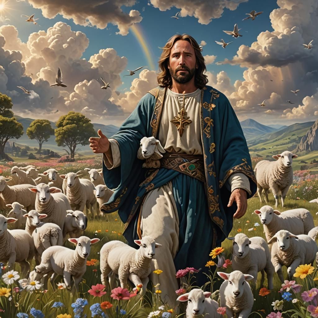 John Ritter as Jesus in a Floral Pasture