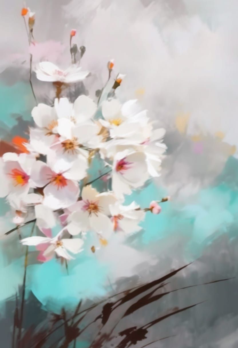 Vibrant Expressionist Spring Wildflowers in Abstract Style