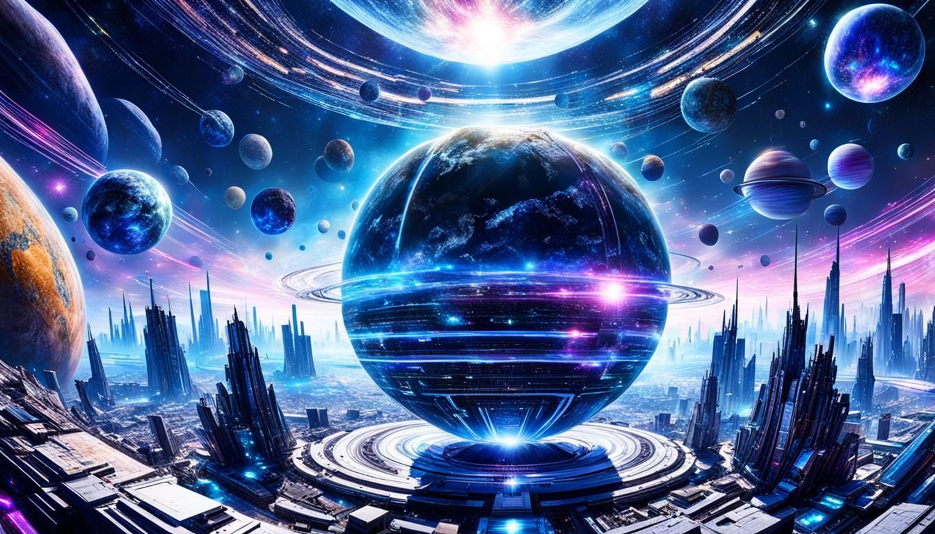 Photorealistic Cyberspace Universe Panorama in Spacecore Sty...