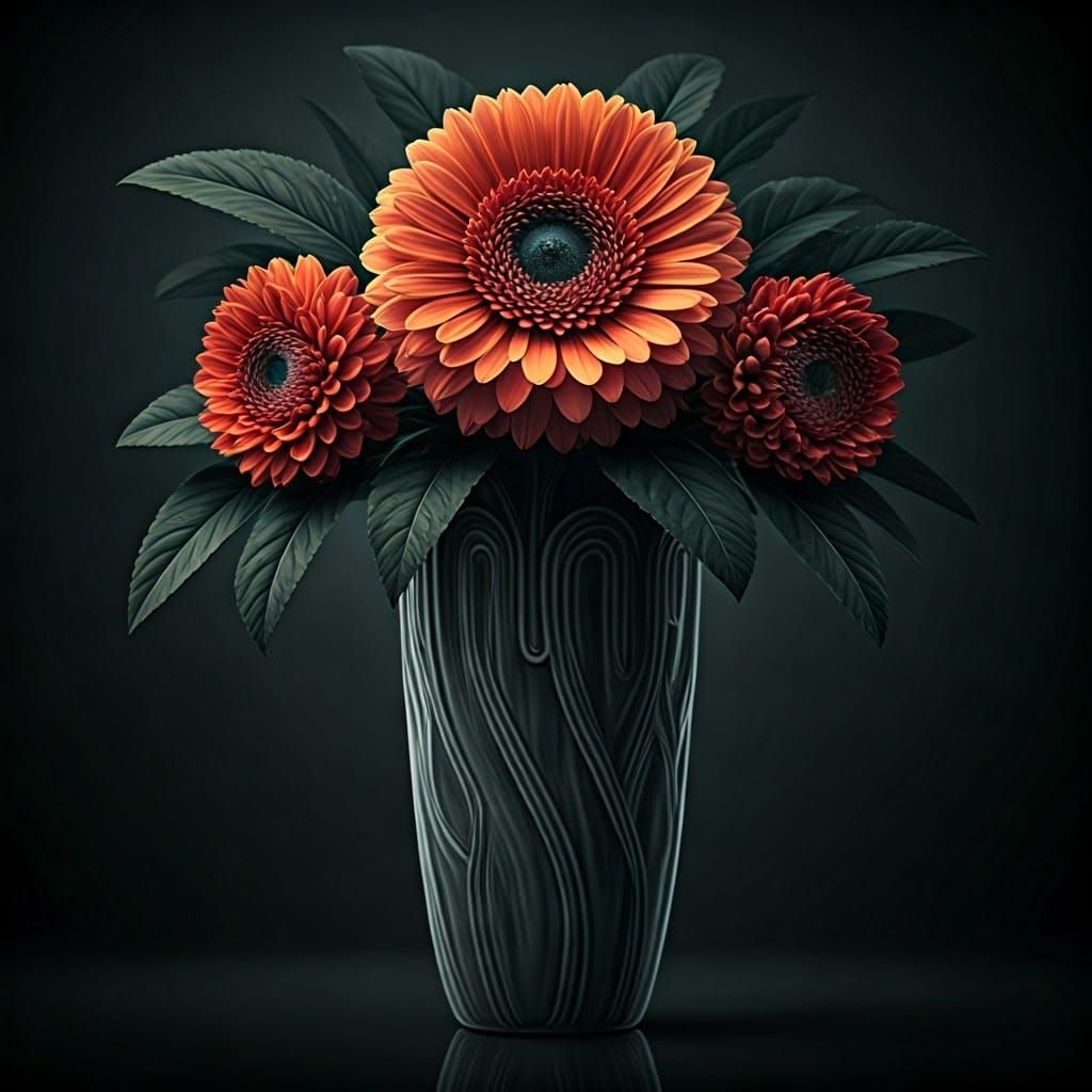 Blooming Horror Vase in Cyberpunk Style