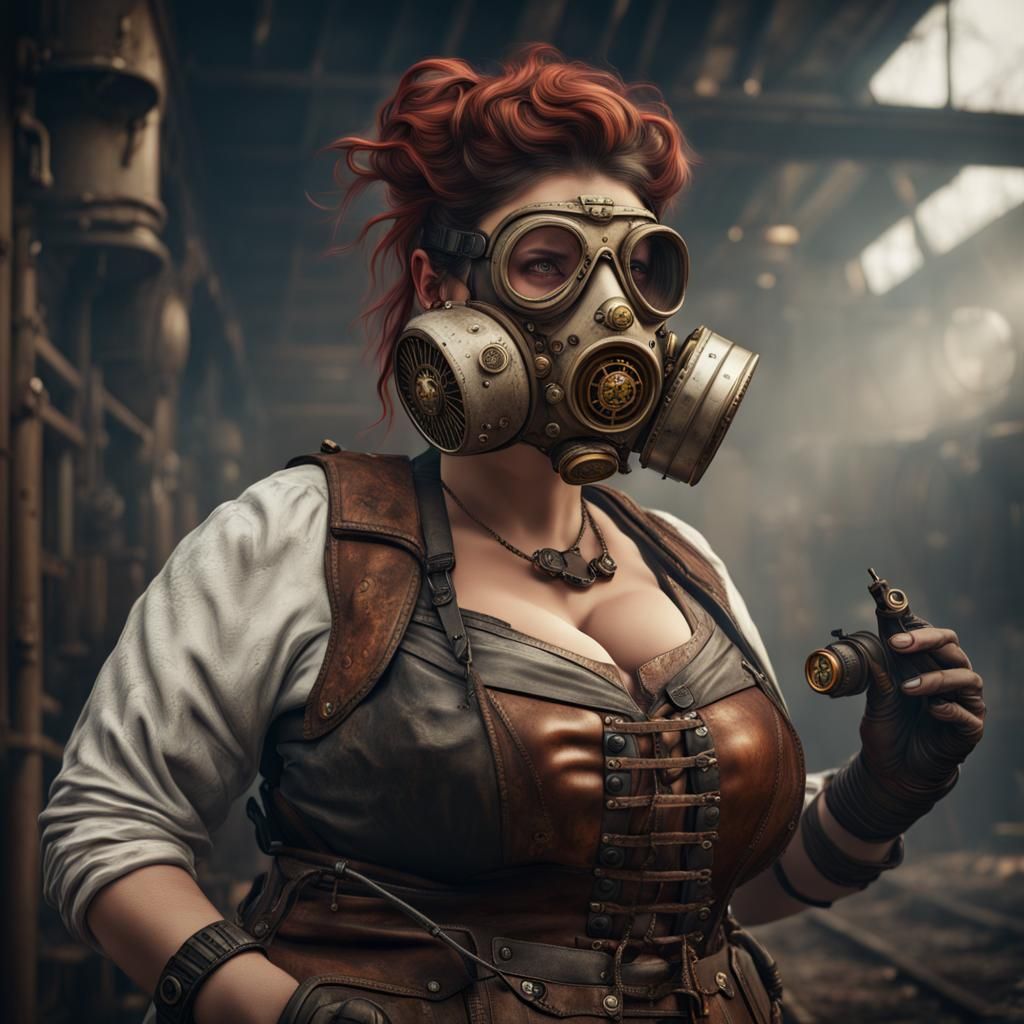 Steampunk Apocalypse: Plus Size Woman with Respirator