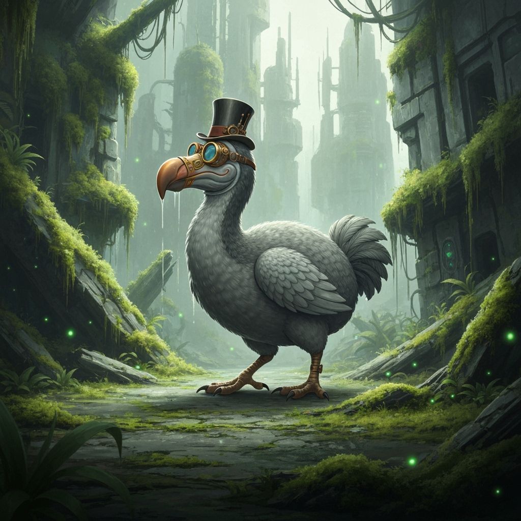 Steampunk Dodo Bird in Futuristic Ruins