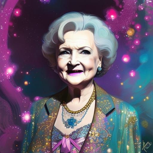 Sparkling Solarpunk Betty White Portrait