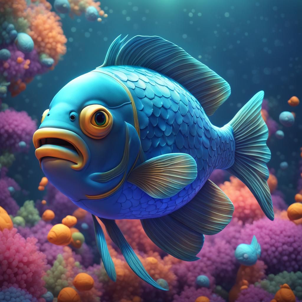 Pisces Zodiac Fish in 3D Digital Art Style