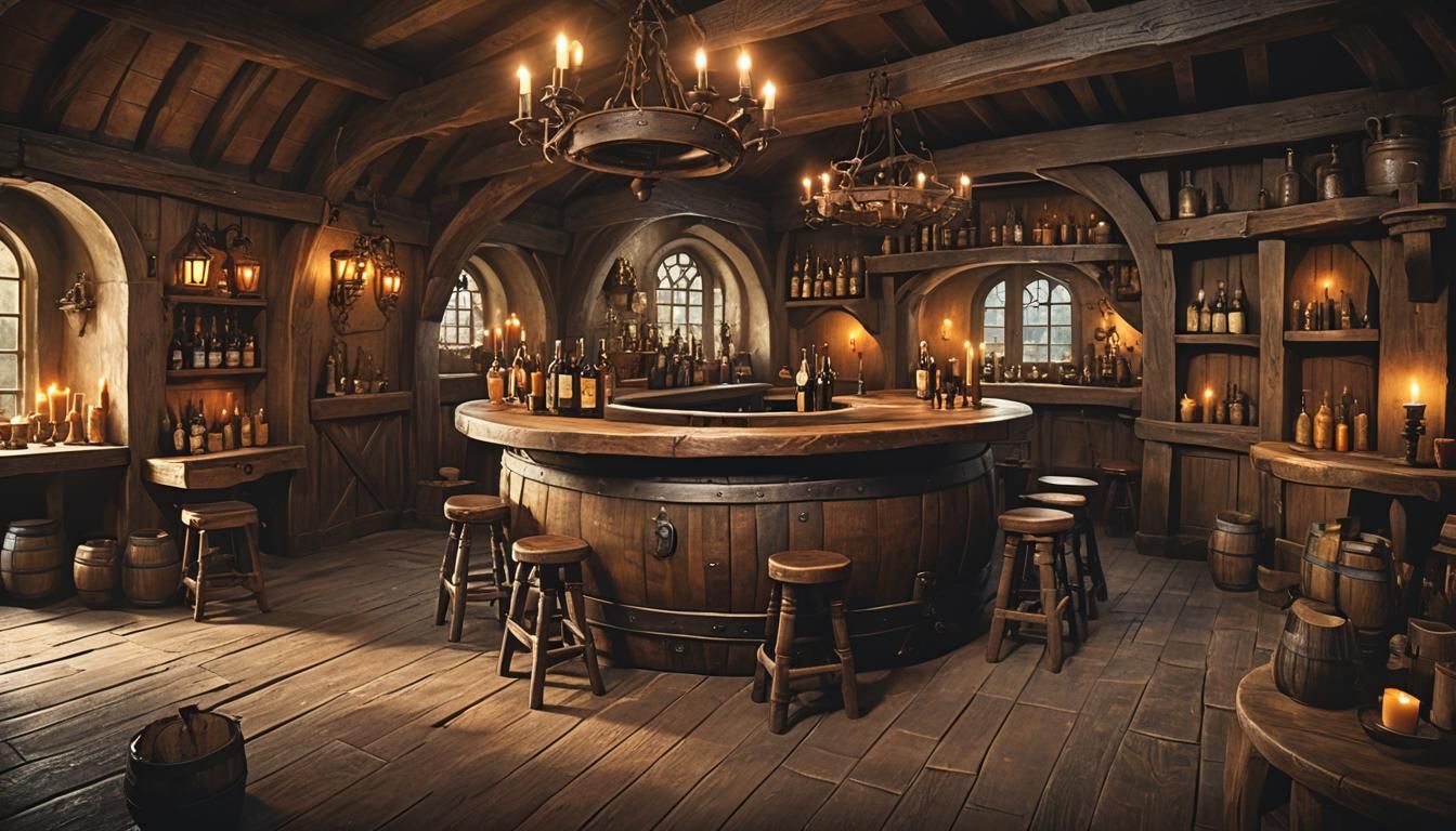 Cozy Medieval Tavern Inside a Giant Wine Barrel