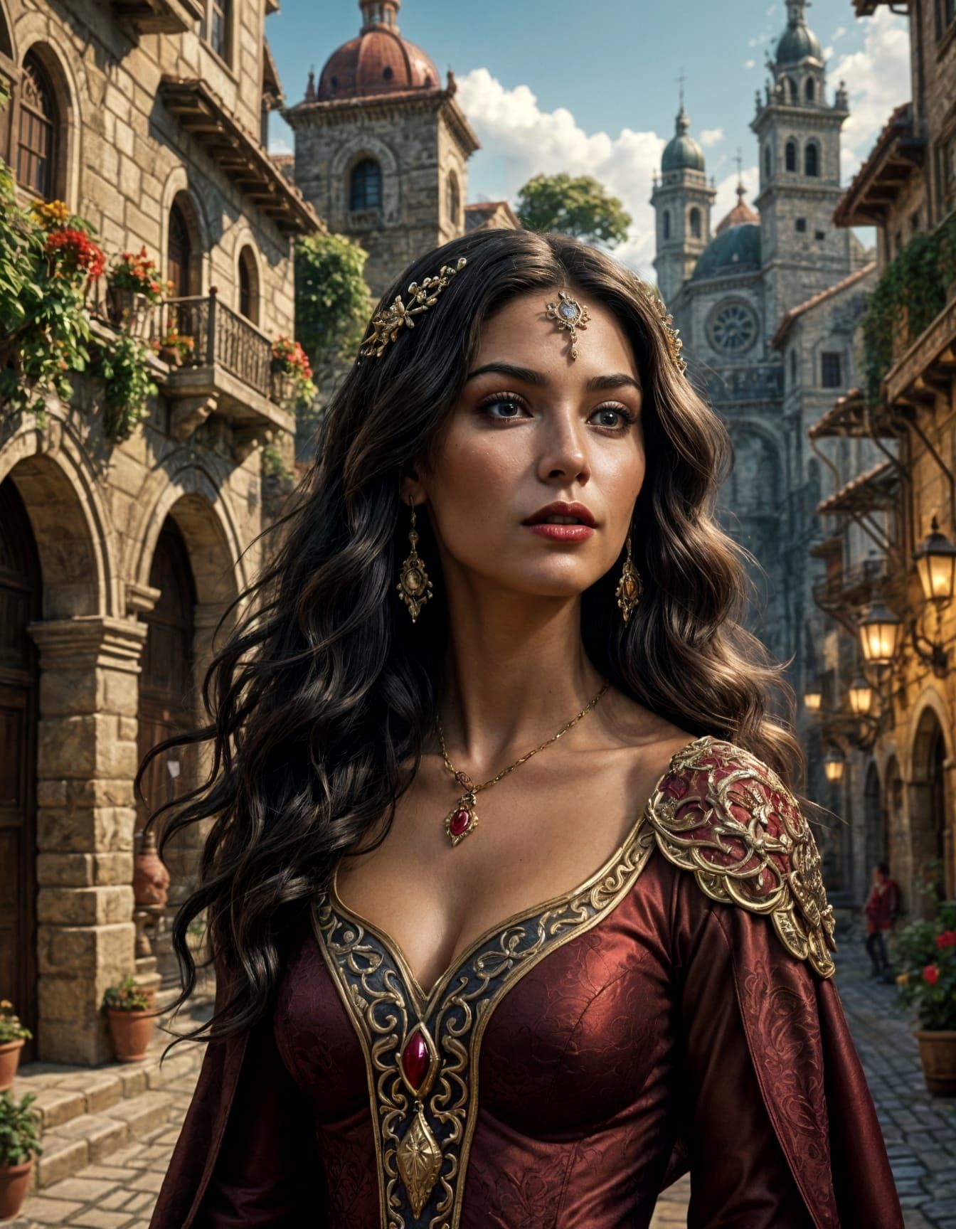 Beautiful Portuguese Woman in Detailed Fantasy Art