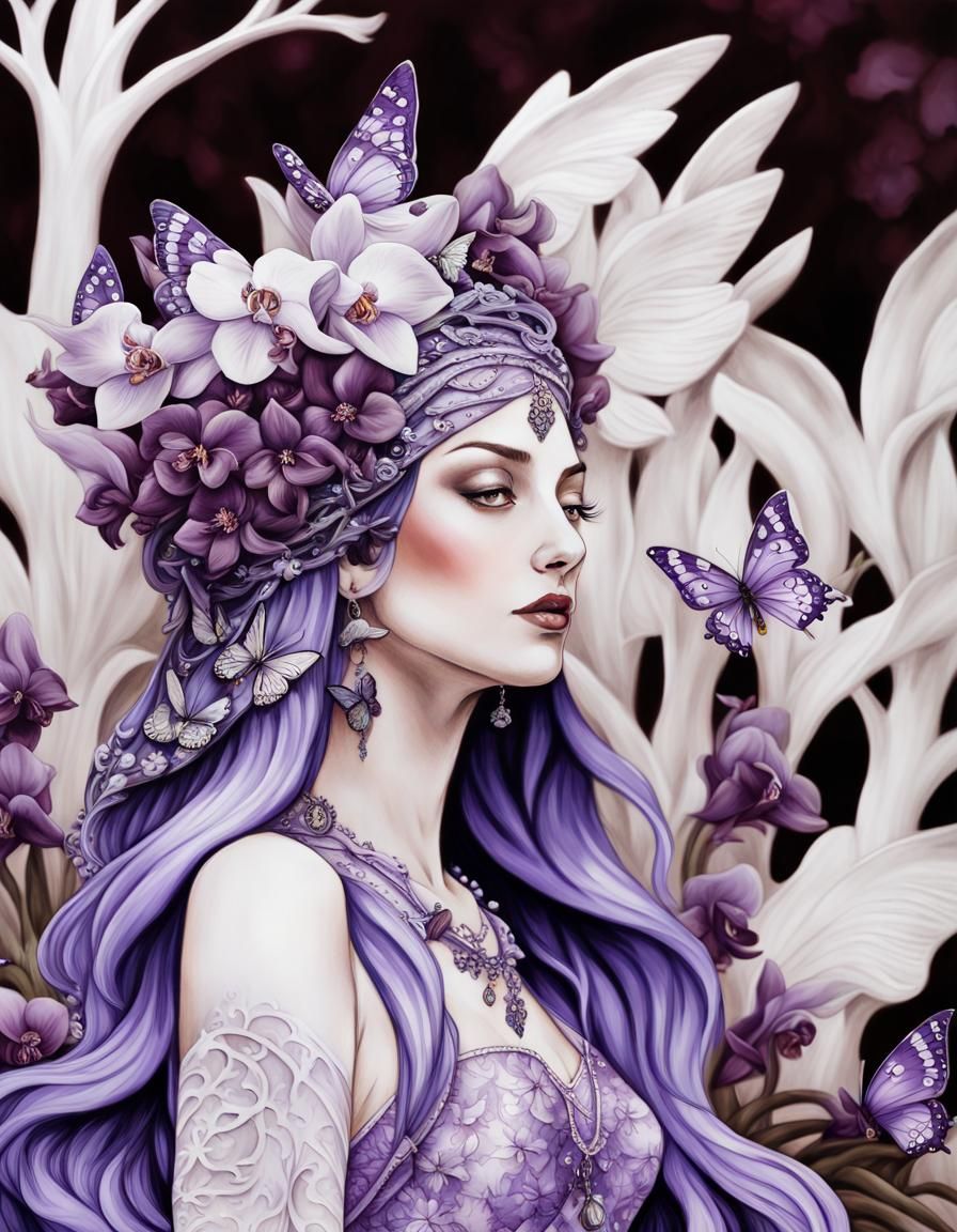 Fantasy Girl Portrait in Surreal Mixed Media Style