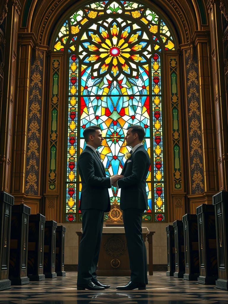 Elegant Art Deco Church Wedding Scene