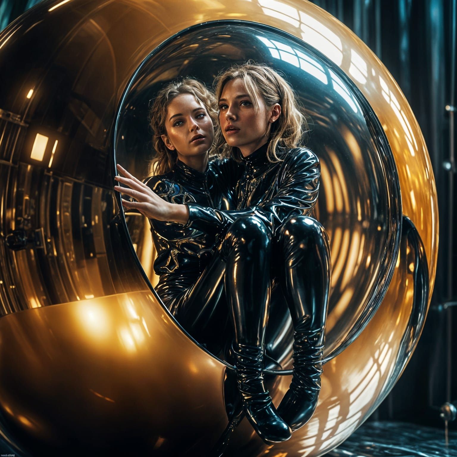 Woman Trapped in Latex Sphere