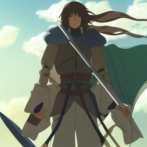 Medieval Warrior in Studio Ghibli Anime Style