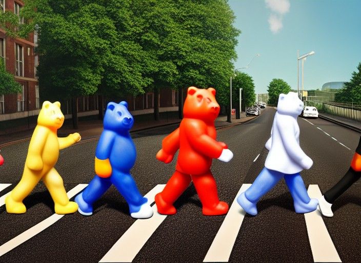 Gummi Bears Cross Abbey Road: Photorealistic Album Cover