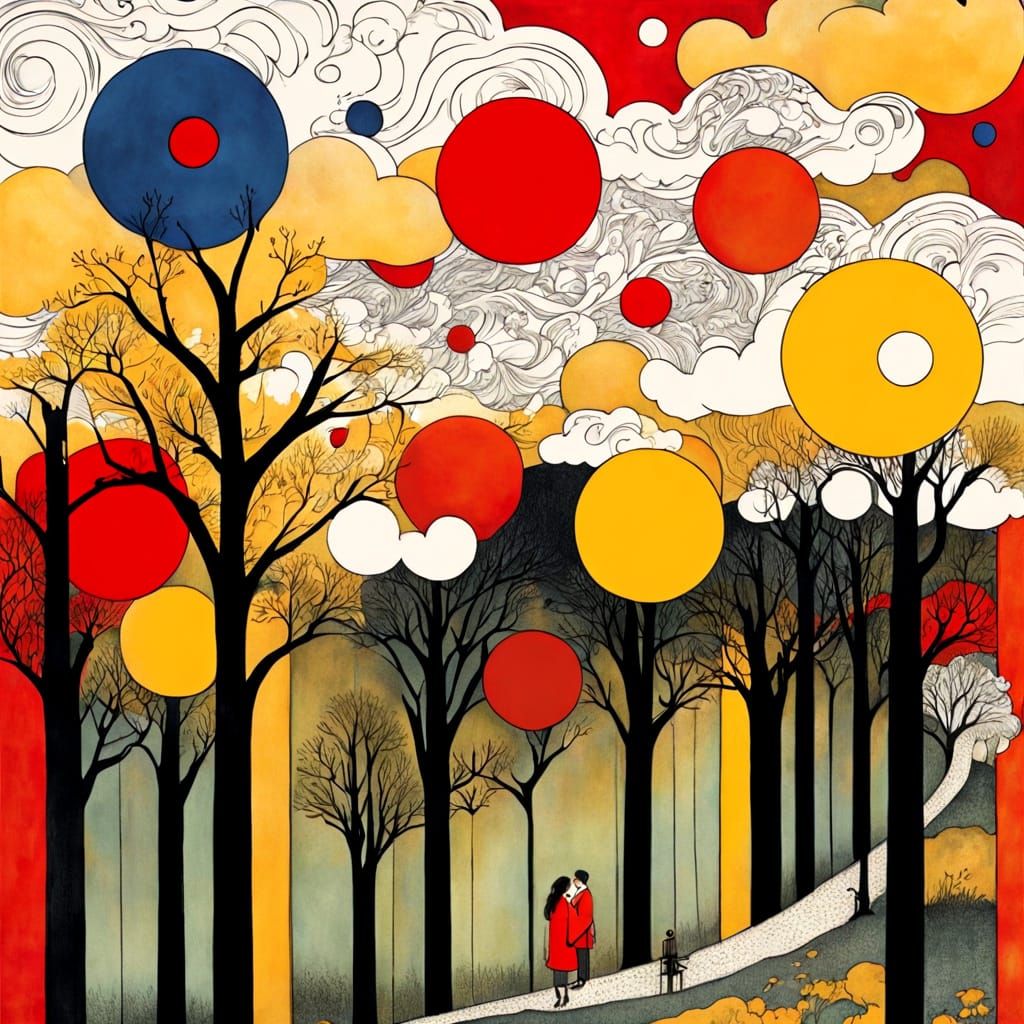 Whimsical Clouds Sing an Evening Serenade in a Dreamy Landsc...