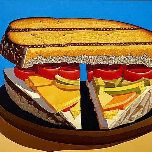 Surreal Political Sandwich in Cubist Style