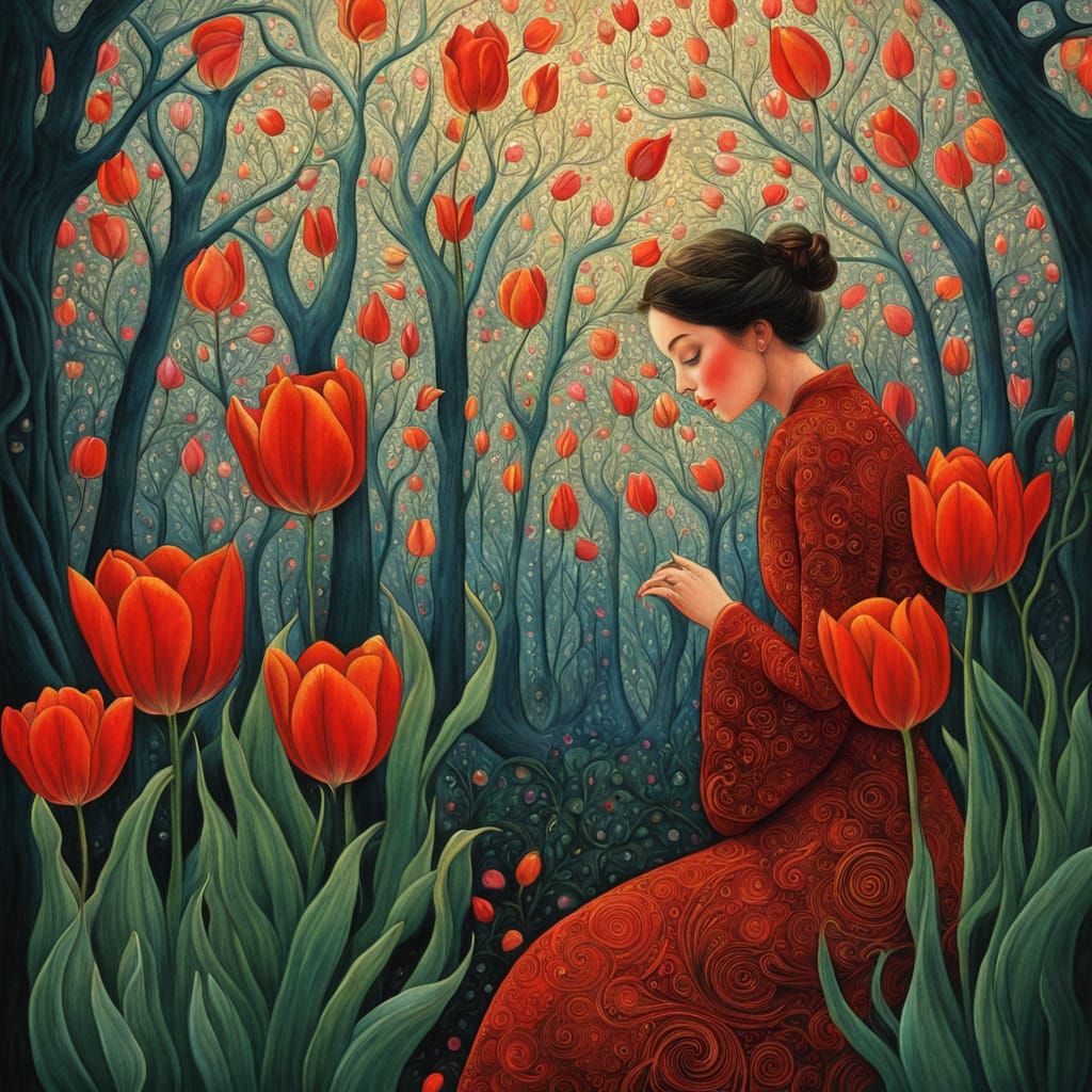 Ethereal Goddess Blodeuwedd in Vibrant, Whimsical Art