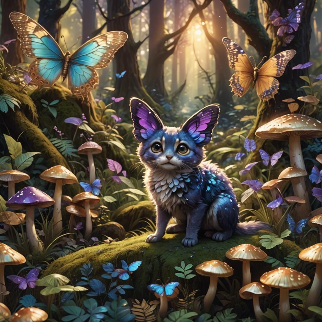 Whimsical Forest Scene with Cute Baby Animals