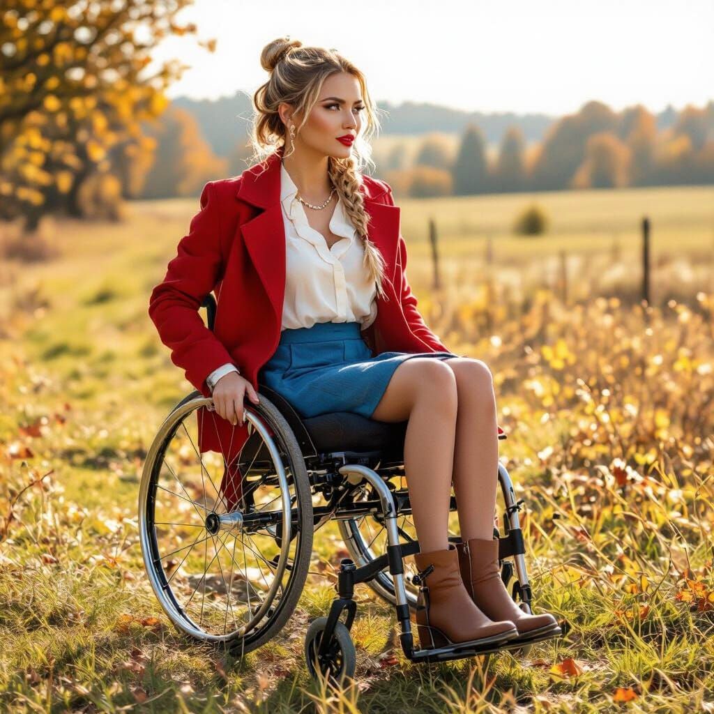 Paraplegic Woman Enjoys Autumn Countryside Ride
