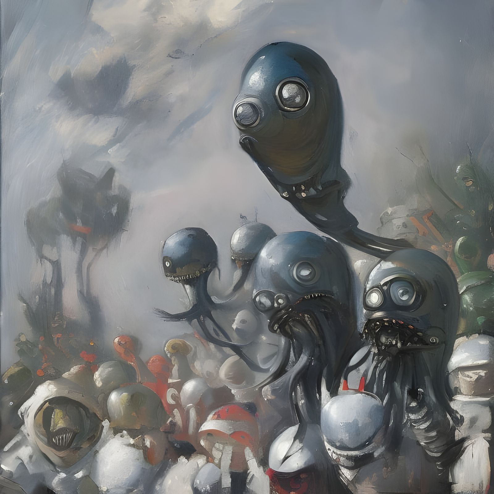 Alien Cartoon Characters as 3D Rendered Painting