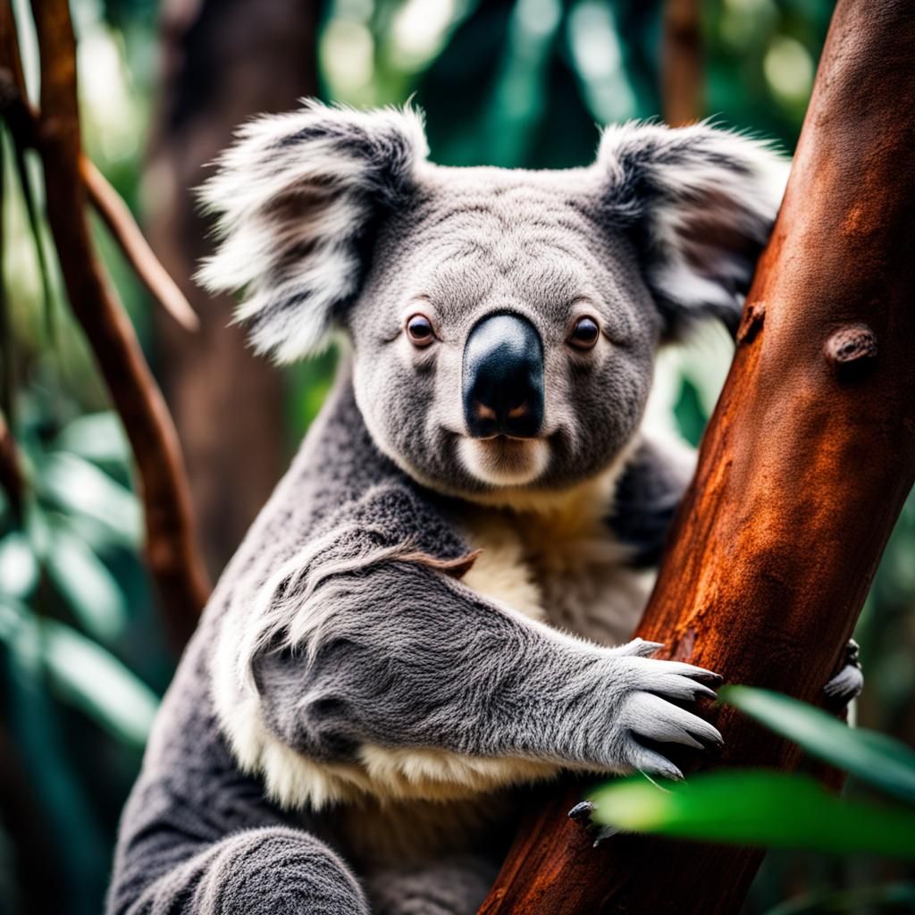 Hyperrealistic Koala Bear in Jungle Setting