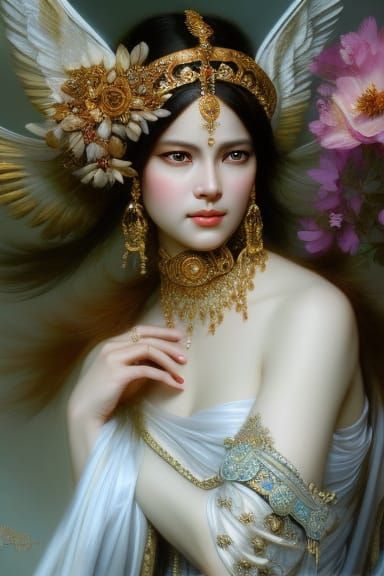 Detailed Goddess Portrait in Hyperrealistic Style
